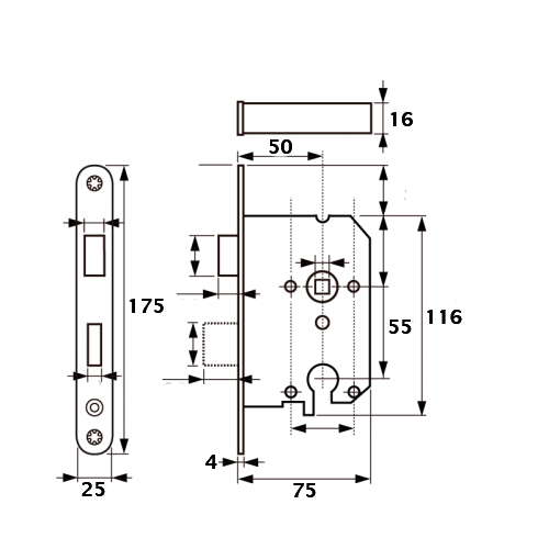 M&C veiligheids insteekslot 50mm PC55 afgerond