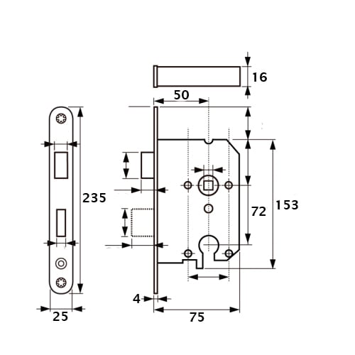 M&C veiligheids insteekslot 50mm PC72 rechthoekig