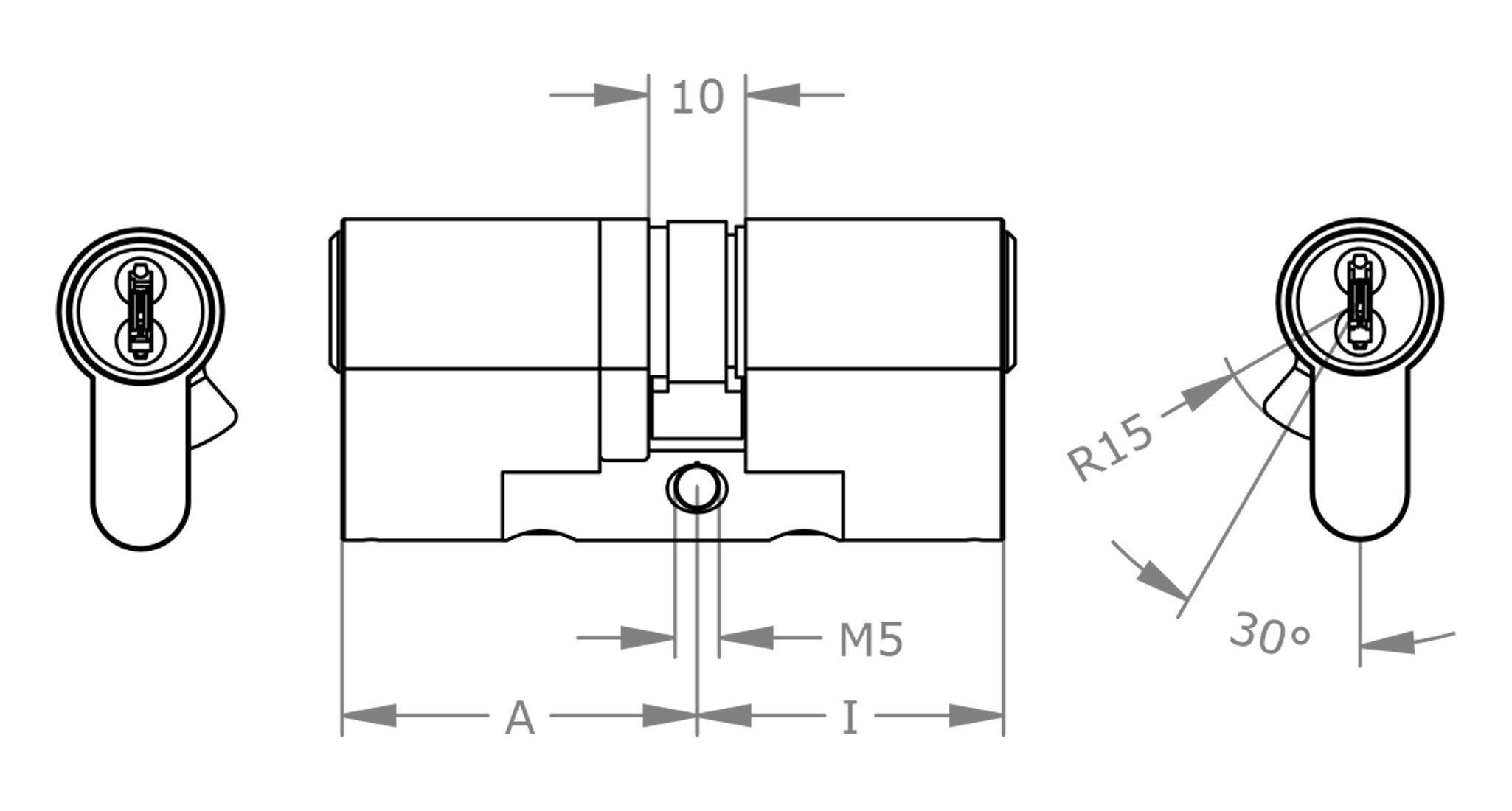 Technische tekening standaard cilinder