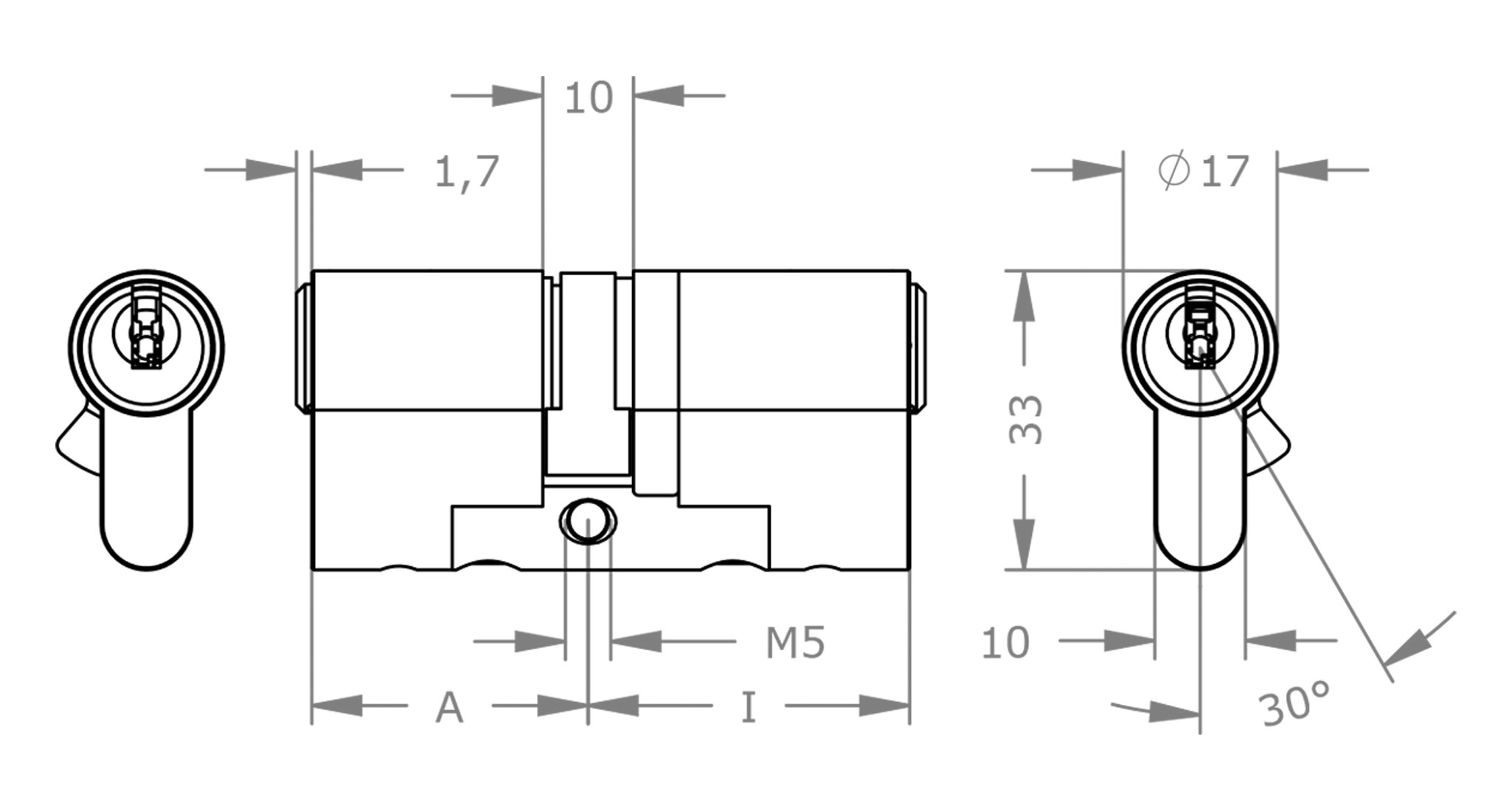 Technische tekening standaard cilinder