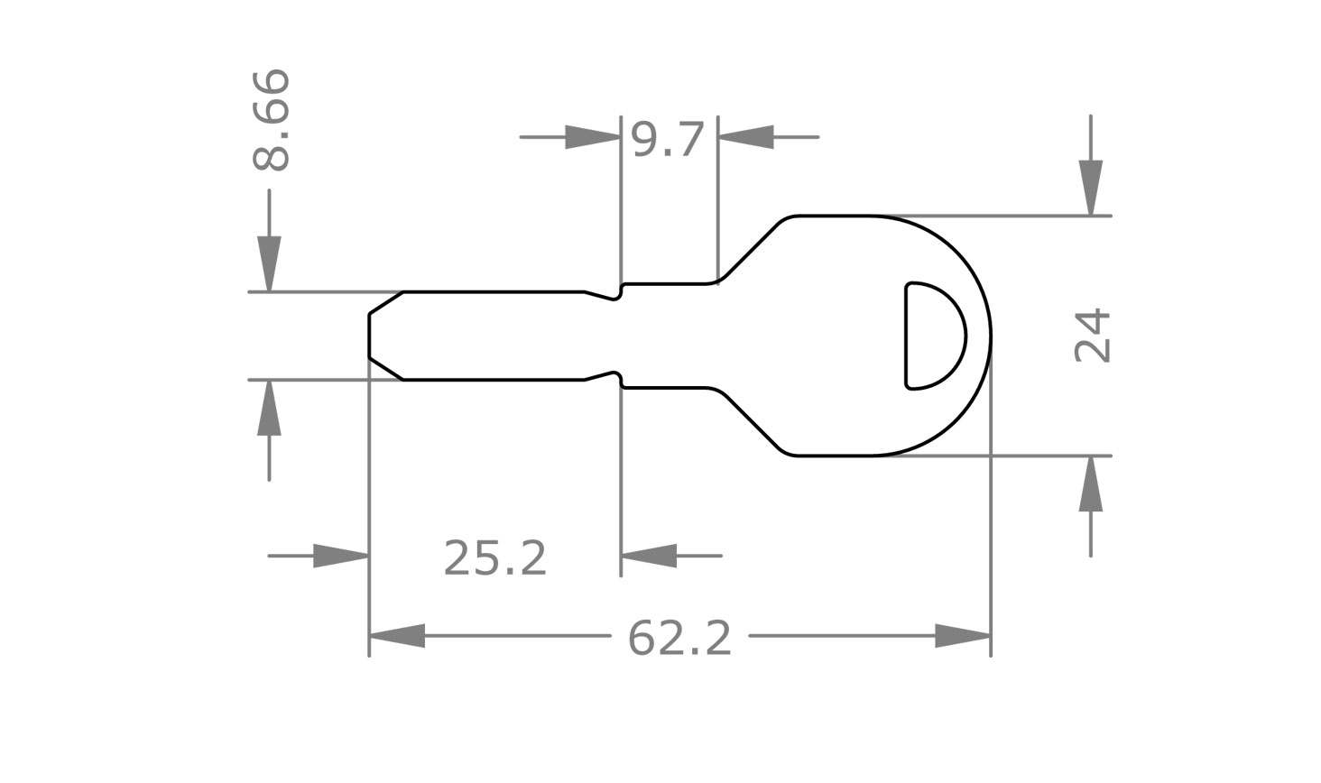 Technische tekening sleutel