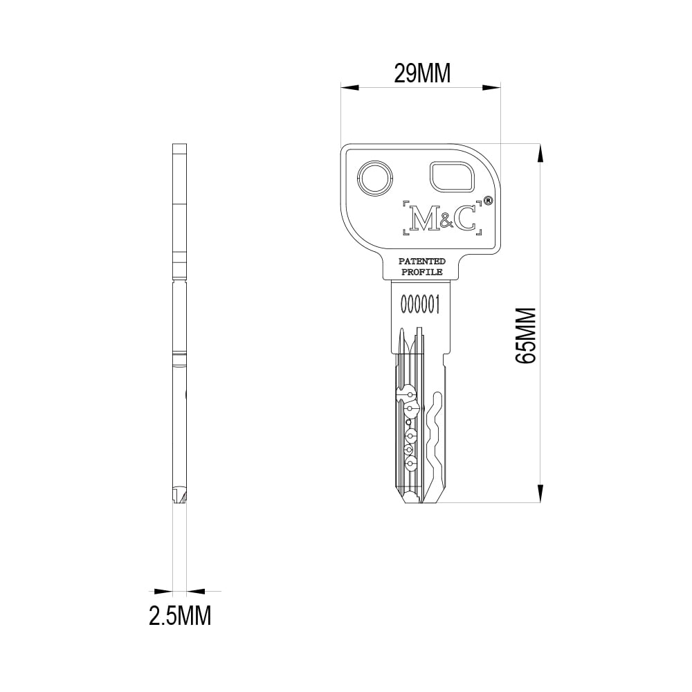 Technische tekening sleutel